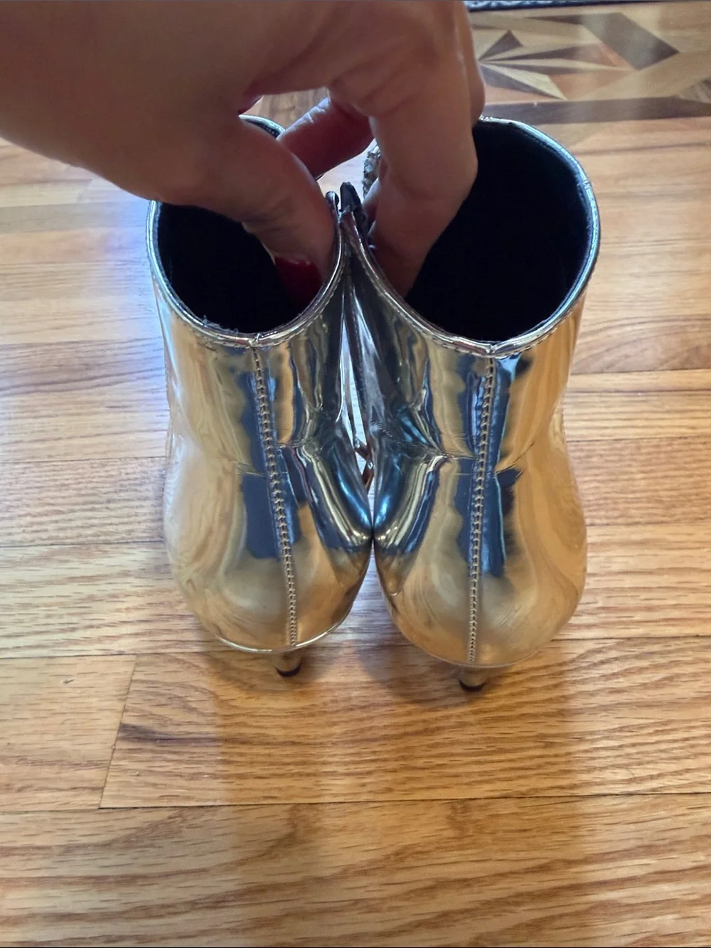 Sam Edelman Metallic Silver Pointed Toe Ankle Booties